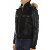 Calf Male Jacket with Chinese Raccoon Trimming & Detachable Hood and Leather Sleeves. 